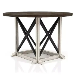 Best Kirklands Home Rustic White & Oak Wood Round Dining Table Brown