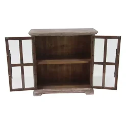 Best Kirklands Home Rustic Wood and Glass 2-Door Cabinet Tan
