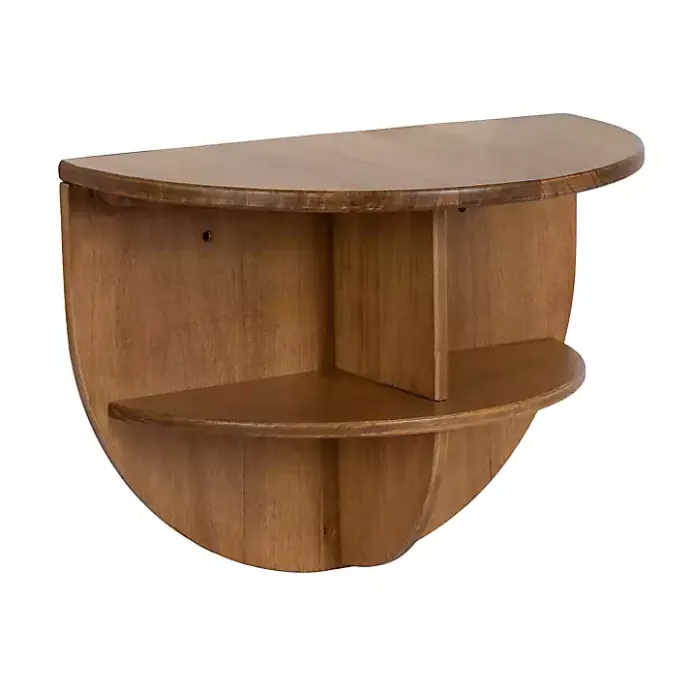 Outlet Kirklands Home Rustic Wood Half Moon Floating Accent Table Brown