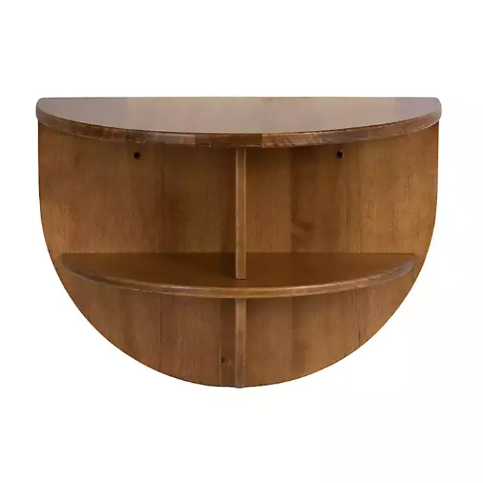 Outlet Kirklands Home Rustic Wood Half Moon Floating Accent Table Brown