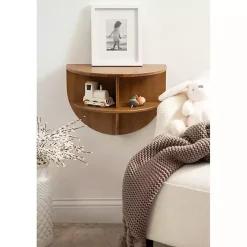 Outlet Kirklands Home Rustic Wood Half Moon Floating Accent Table Brown
