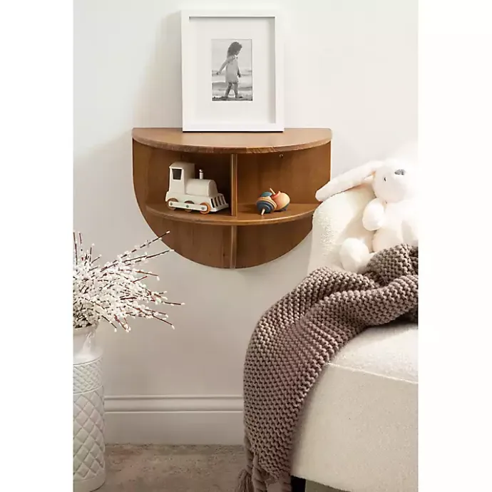 Outlet Kirklands Home Rustic Wood Half Moon Floating Accent Table Brown