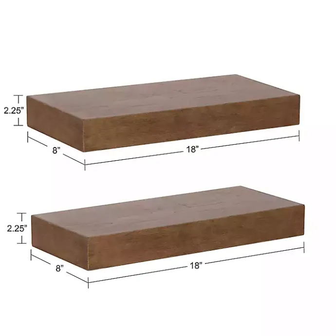 Kirklands Home Rustic Wood 2-pc. Floating Shelves, 18 in.