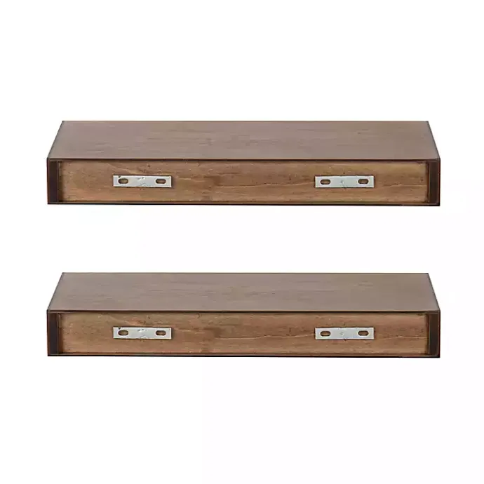 Kirklands Home Rustic Wood 2-pc. Floating Shelves, 18 in.