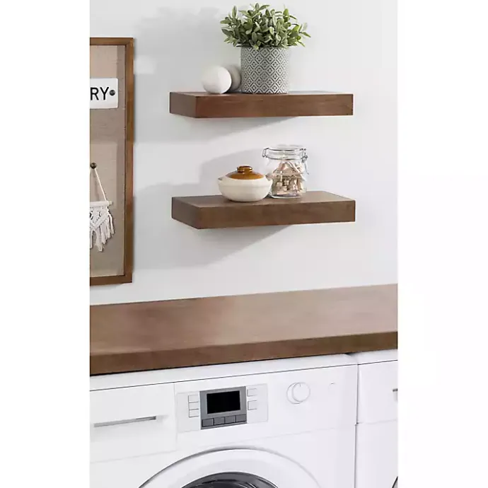 Kirklands Home Rustic Wood 2-pc. Floating Shelves, 18 in.