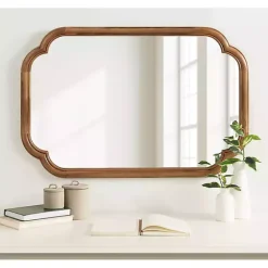 New Kirklands Home Rustic Wood Scallop Wall Mirror