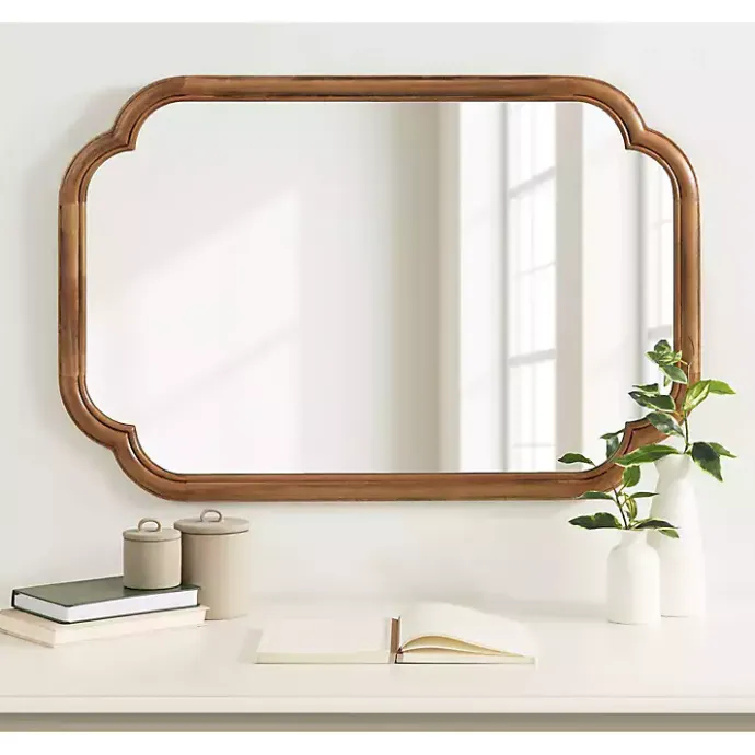 New Kirklands Home Rustic Wood Scallop Wall Mirror