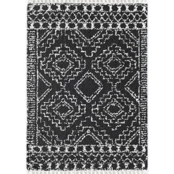 Outlet Kirklands Home Sable and White Moon Accent Rug, 2x8 Black