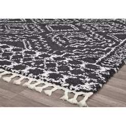 Outlet Kirklands Home Sable and White Moon Accent Rug, 2x8 Black