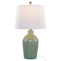Discount Kirklands Home Sage Ceramic Chevron Table Lamps, Set of 2 White