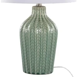 Discount Kirklands Home Sage Ceramic Chevron Table Lamps, Set of 2 White