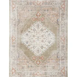 Best Kirklands Home Sage Distressed Medallion Washable Area Rug, 5x7