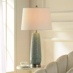 Hot Kirklands Home Sage Green Ceramic Dimpled Table Lamp White