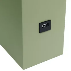 Outlet Kirklands Home Sage Leather Charging Table Lamp Green