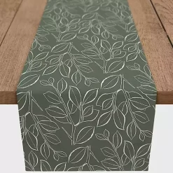 New Kirklands Home Sage Leaves Table Runner, 90 in. Green