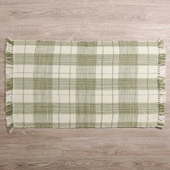 Kirklands Home Sage Plaid Leland Scatter Rug Green