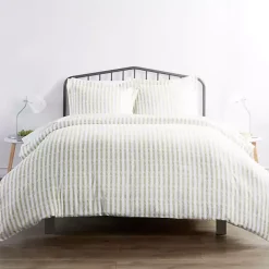 New Kirklands Home Sage Rugged Stripes Puffed King 3-pc. Duvet Set