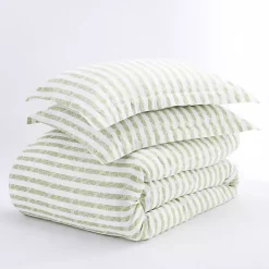 New Kirklands Home Sage Rugged Stripes Puffed King 3-pc. Duvet Set