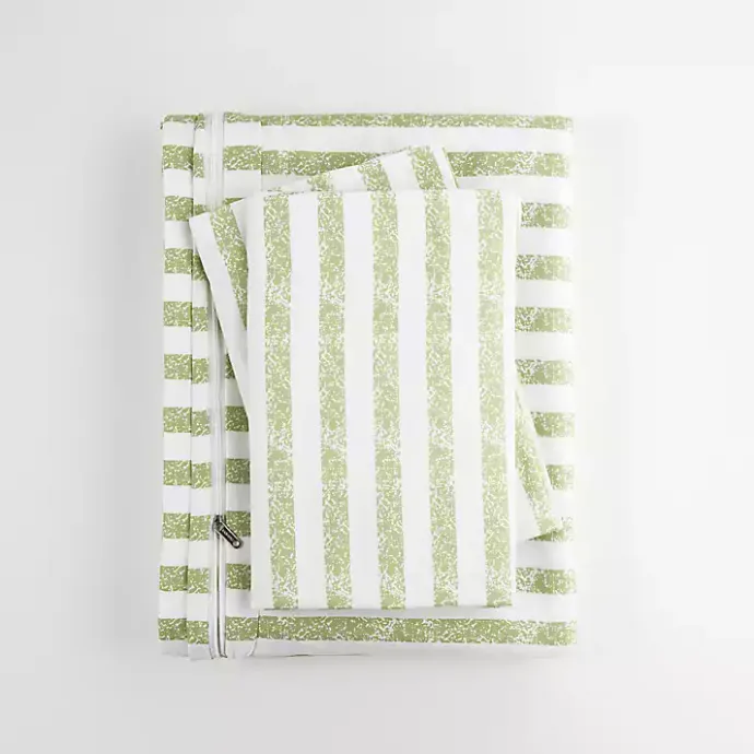 New Kirklands Home Sage Rugged Stripes Puffed King 3-pc. Duvet Set