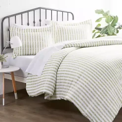Clearance Kirklands Home Sage Stripes 3-pc. Queen Duvet Cover Set
