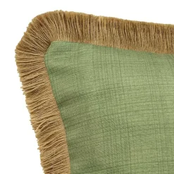 Online Kirklands Home Sage Textured Jute Trim Outdoor Pillow Green