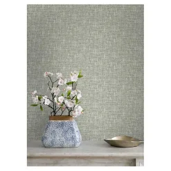 New Kirklands Home Sage Textured Poplin Peel & Stick Wallpaper Green