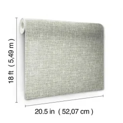 New Kirklands Home Sage Textured Poplin Peel & Stick Wallpaper Green