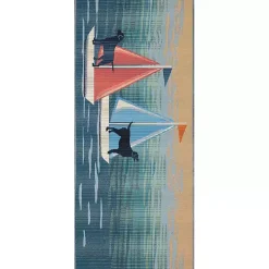 Discount Kirklands Home Sailboat Dogs Indoor/Outdoor Runner, 1x4 Blue