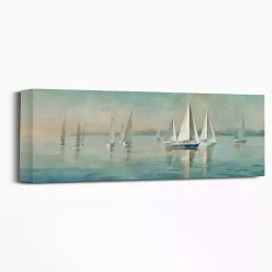 Kirklands Home Sailboats at Sunrise Canvas Art Print Blue