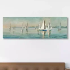 Kirklands Home Sailboats at Sunrise Canvas Art Print Blue