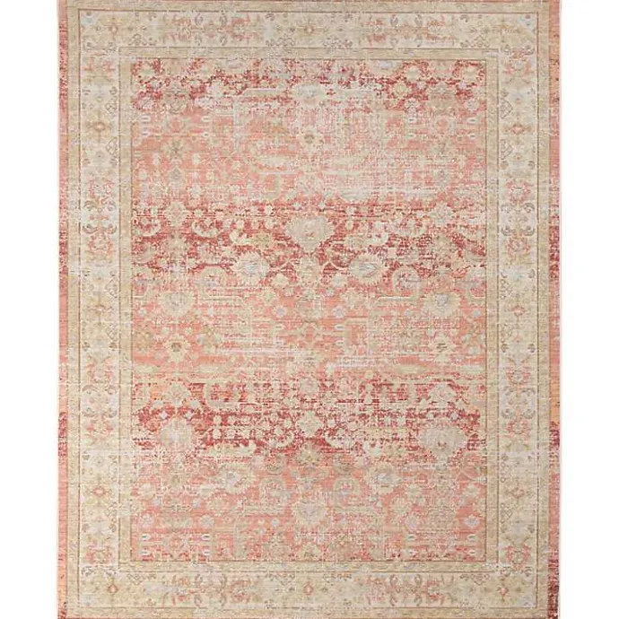 Online Kirklands Home Salmon Vintage Border Area Rug, 8x11 Pink