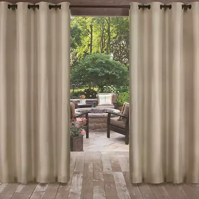 Clearance Kirklands Home Sand Biscayne Outdoor Curtain Panel Set, 84 in. Tan