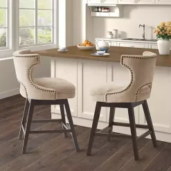 Best Kirklands Home Sandy Beige Curve Back Swivel Counter Stool Tan