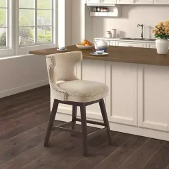 Best Kirklands Home Sandy Beige Curve Back Swivel Counter Stool Tan