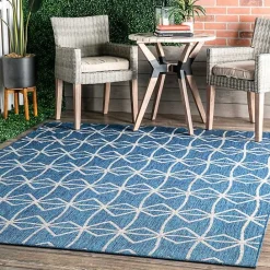 Online Kirklands Home Sanford Blue Geometric Shapes Outdoor Rug, 5x8