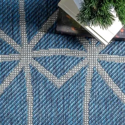 Online Kirklands Home Sanford Blue Geometric Shapes Outdoor Rug, 5x8