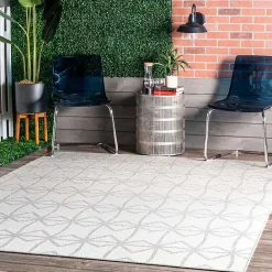 Best Kirklands Home Sanford Light Geometric Outdoor Rug, 5x8 Gray