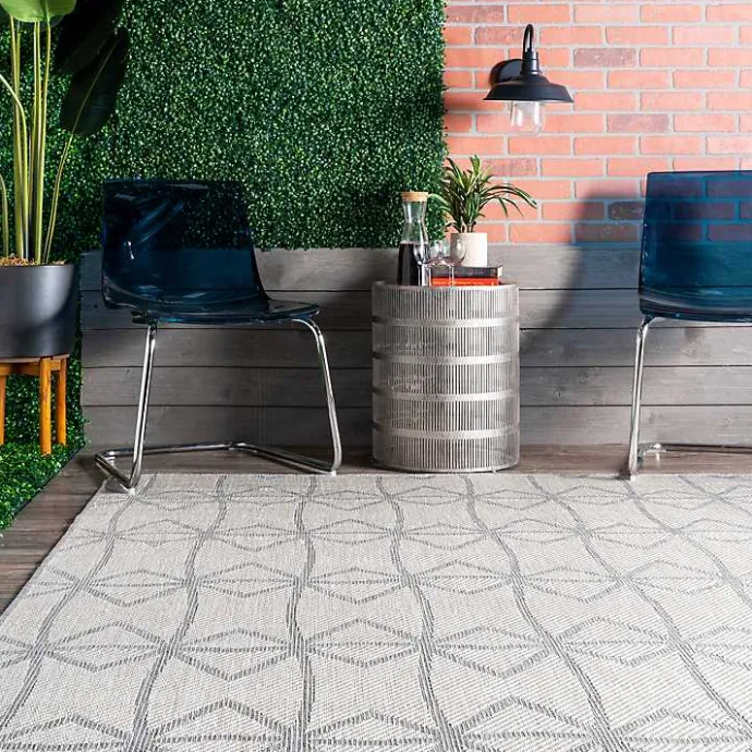 Online Kirklands Home Sanford Light Gray Geometric Outdoor Rug, 8x10
