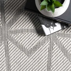 Online Kirklands Home Sanford Light Gray Geometric Outdoor Rug, 8x10