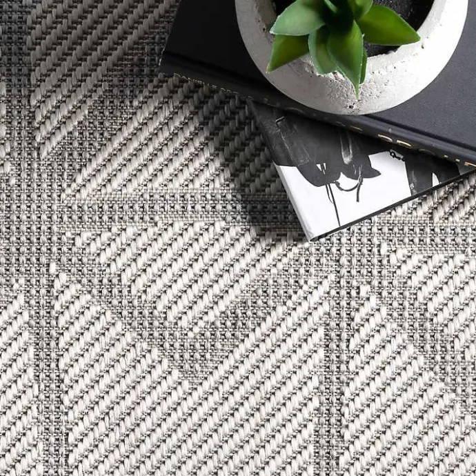 Online Kirklands Home Sanford Light Gray Geometric Outdoor Rug, 8x10