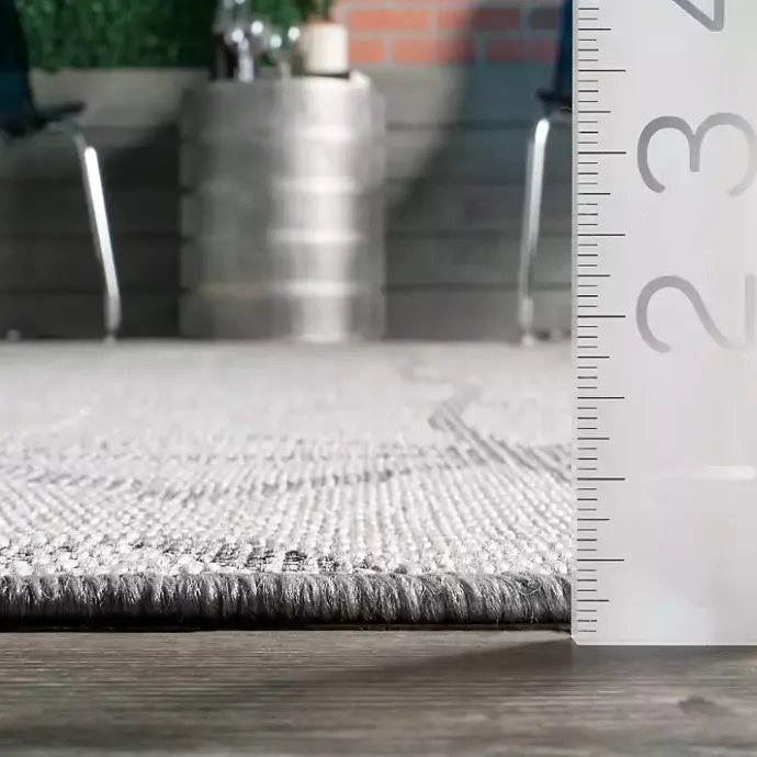 Online Kirklands Home Sanford Light Gray Geometric Outdoor Rug, 8x10
