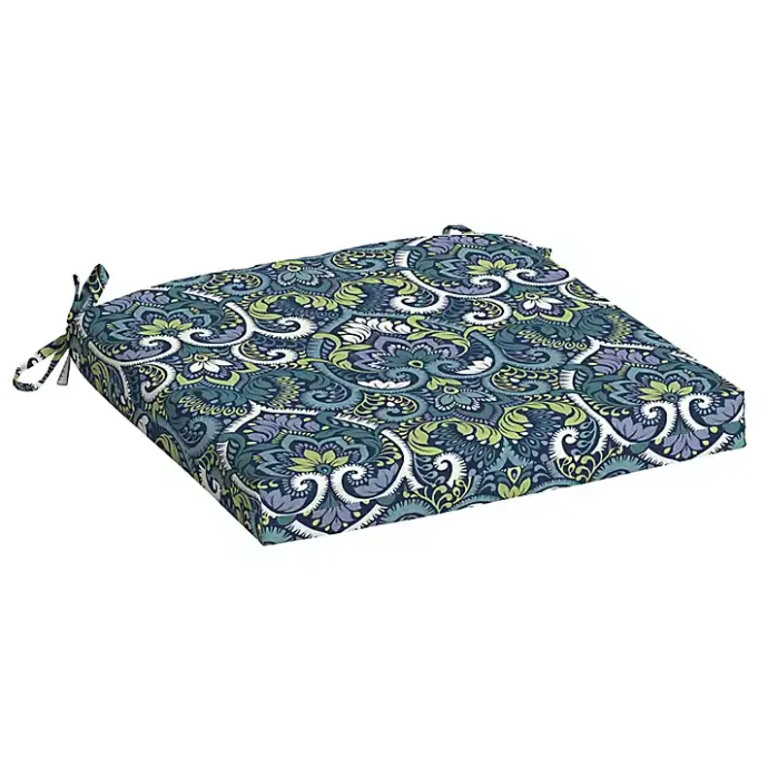 Sale Kirklands Home Sapphire Aurora Damask Luxe Outdoor Seat Cushion Blue