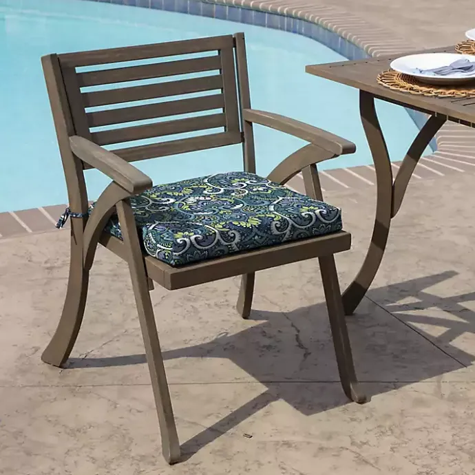 Sale Kirklands Home Sapphire Aurora Damask Luxe Outdoor Seat Cushion Blue