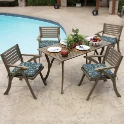 Sale Kirklands Home Sapphire Aurora Damask Luxe Outdoor Seat Cushion Blue