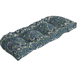 Hot Kirklands Home Sapphire Aurora Damask Wicker Settee Cushion Blue