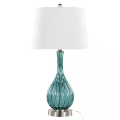 New Kirklands Home Sapphire Crackle Glass Table Lamps, Set of 2 White