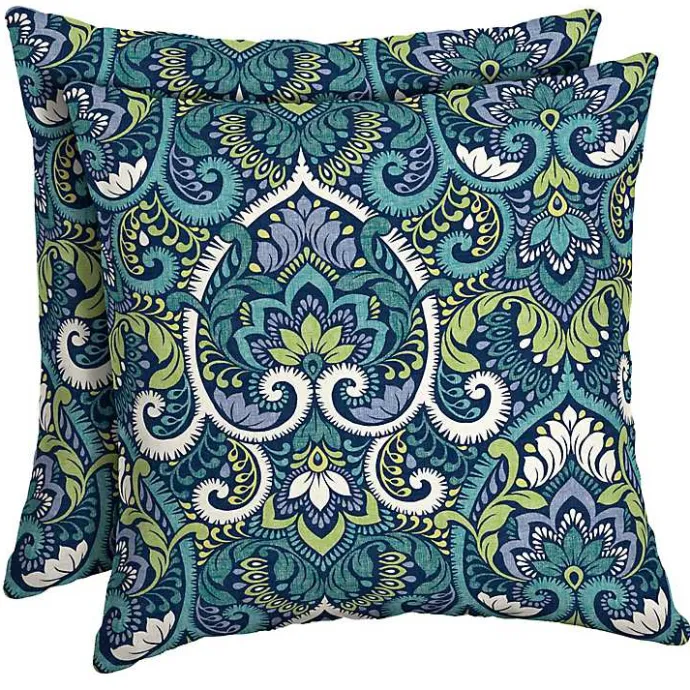 Clearance Kirklands Home Sapphire Damask Outdoor Pillows, Set of 2
