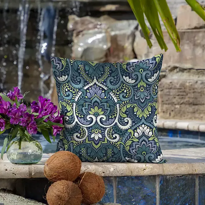Clearance Kirklands Home Sapphire Damask Outdoor Pillows, Set of 2