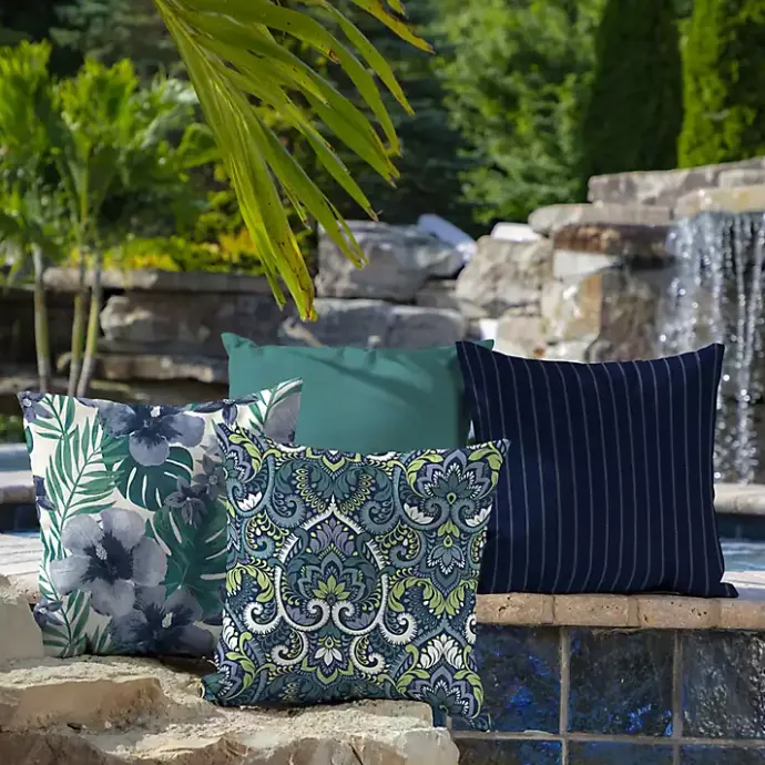 Clearance Kirklands Home Sapphire Damask Outdoor Pillows, Set of 2