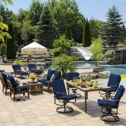 Sale Kirklands Home Sapphire Leala Texture Outdoor Chaise Cushion Blue